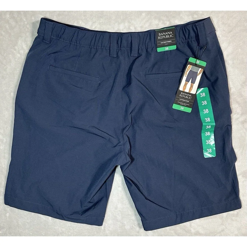 NWT Banana Republic Mens 38 Vintage Indigo Comfort Flat Front Performance Shorts